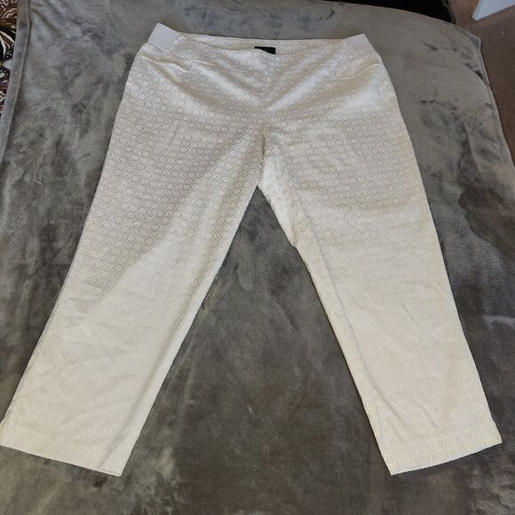 INVESTMENTS CLASSIC ANKLE PANTS Cream WHITE JACQUARD  22WR HOLIDAY - Picture 1 of 8